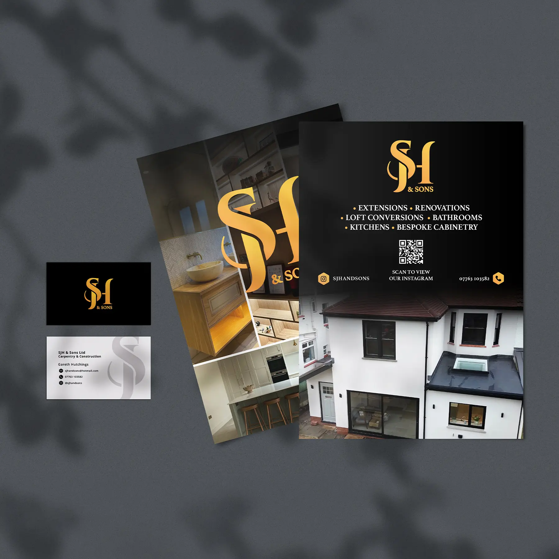Printed brochure and business card set for SJH & Sons