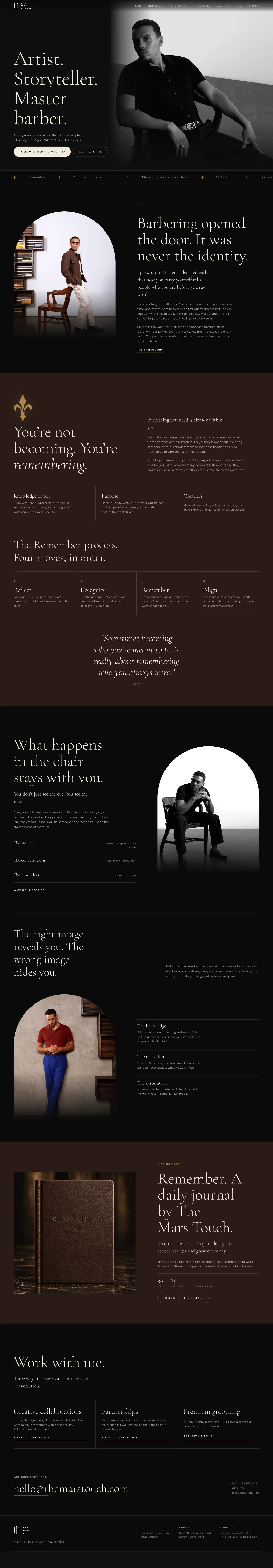 The The Mars Touch homepage, top to bottom